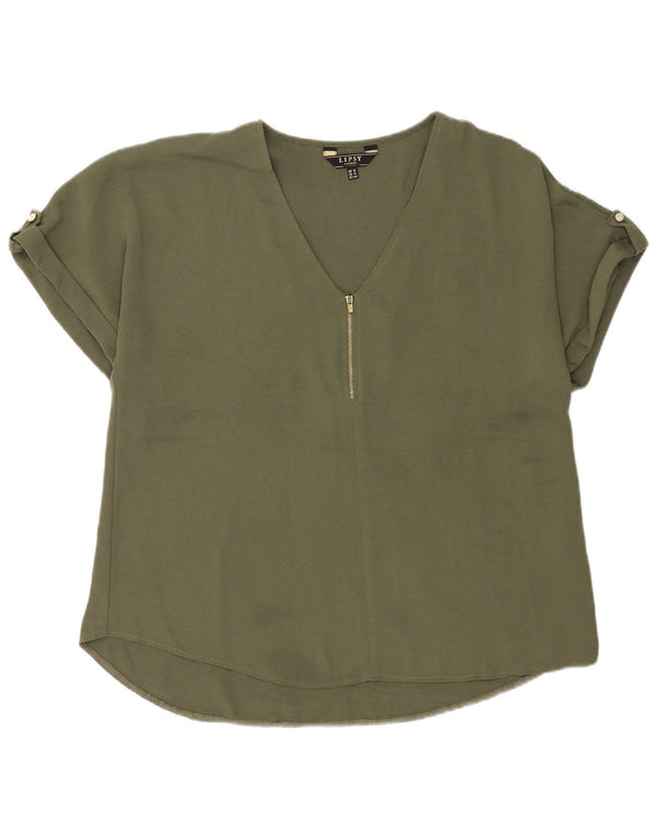 Lipsy Womens Oversized Bluse Top UK 16 Large Green Polyester