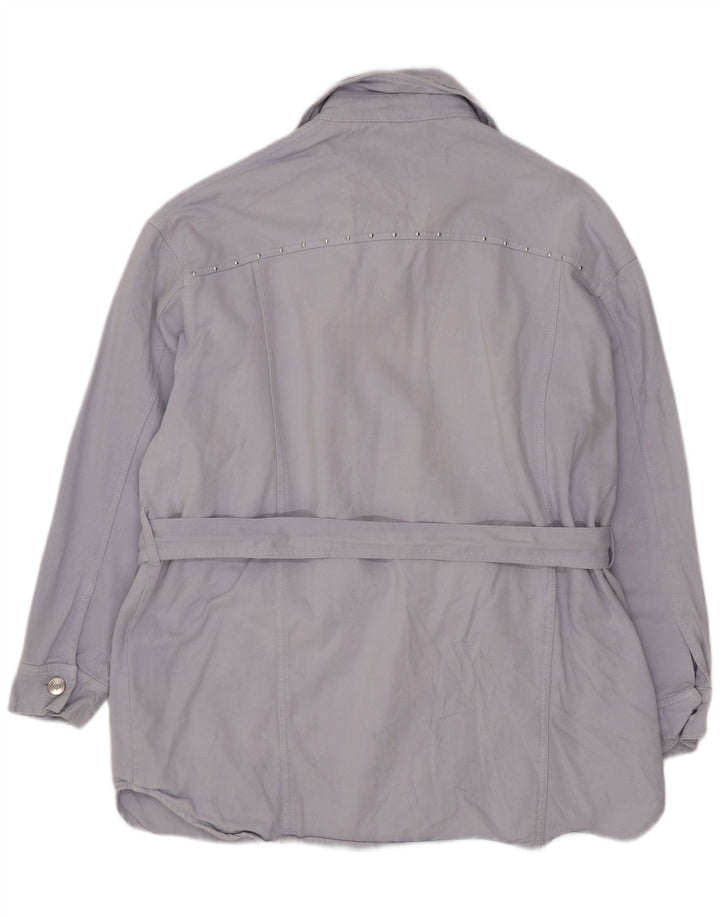 Zara Kvinder Oversized Utility Jacket UK 14 Medium Blue Cotton