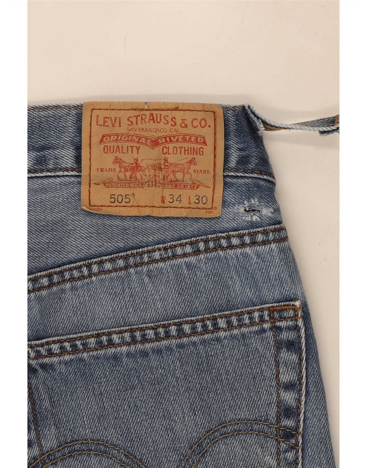 Levi's Herre 505 Regular Fit Straight Jeans W34 L30 Blå Bomuld