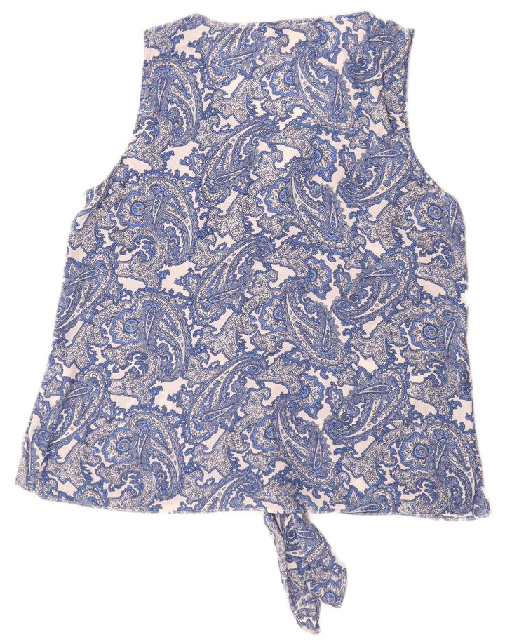 MICHAEL KORS Dame ærmeløs bluse Top UK 16 Large Blue Paisley