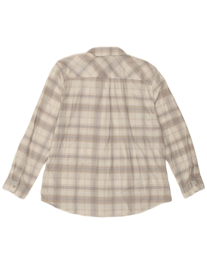 Eddie Bauer Dame Flanell Shirt UK 18 XL Off White Plaid Bomuld