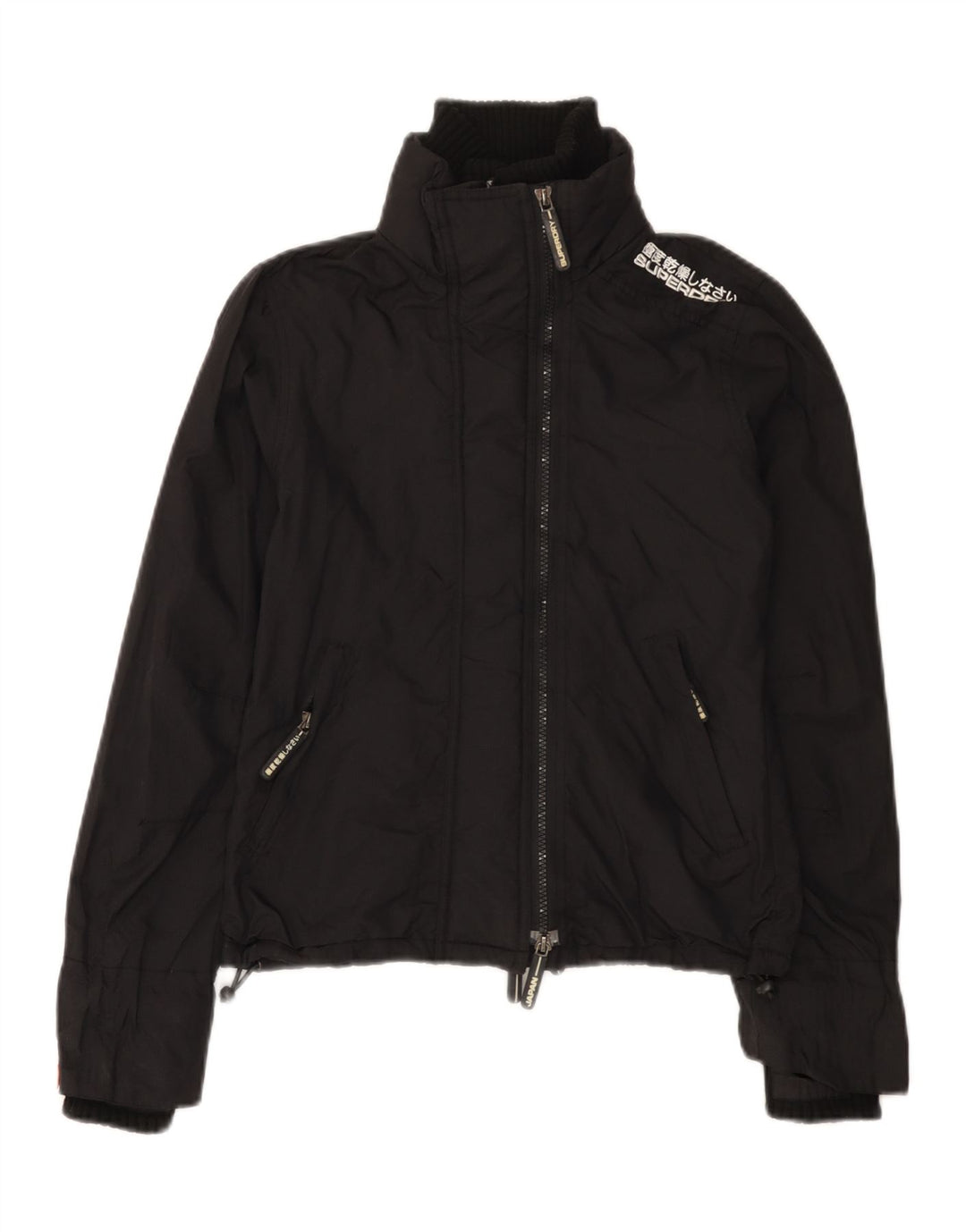 Superdry grafisk regnjakke til kvinder UK 6 XS sort nylon