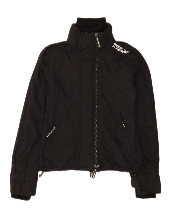 Superdry grafisk regnjakke til kvinder UK 6 XS sort nylon