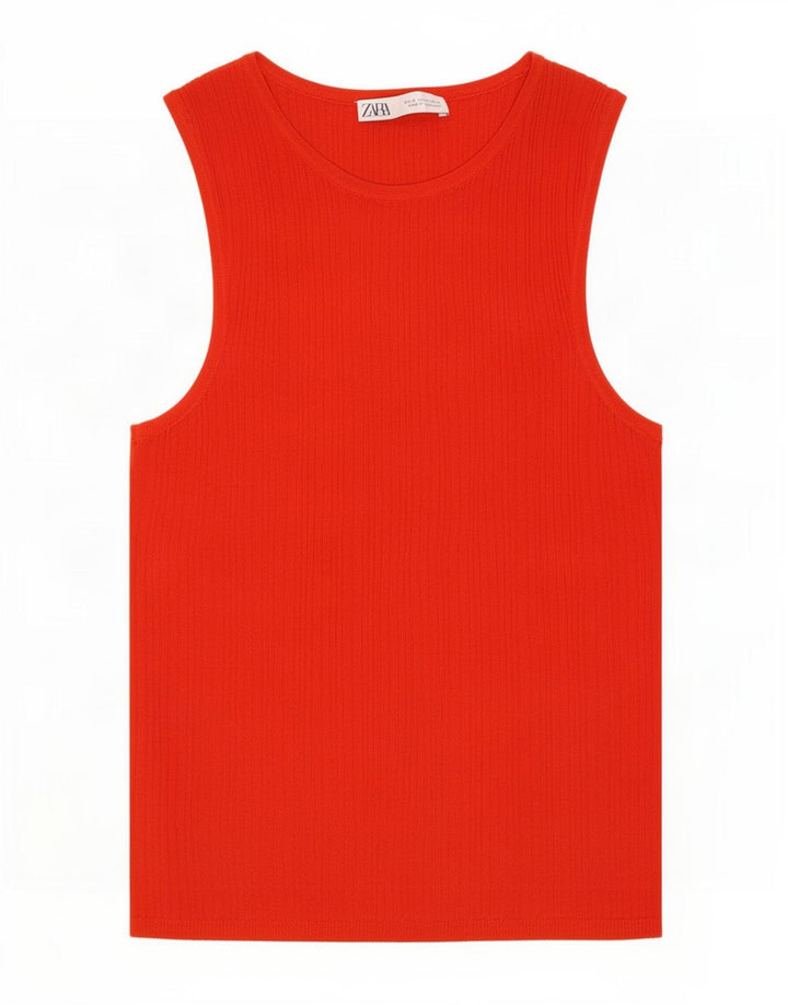 Zara Damevest Top UK 8 Small Orange Viscose