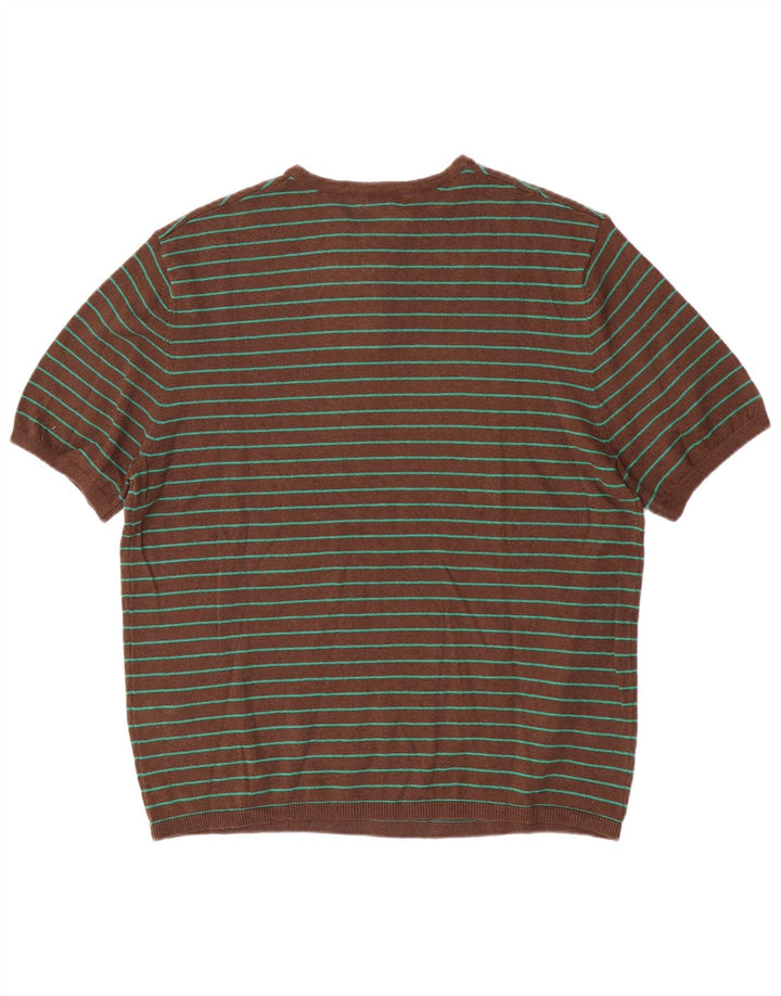 Zara T-shirt top mellem brun stribet bomuld