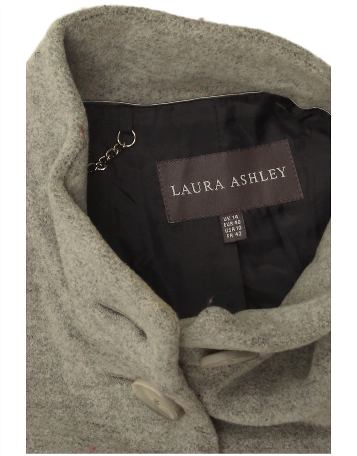 Laura Ashley Dame Overfrakke UK 14 Stor Grå Uld