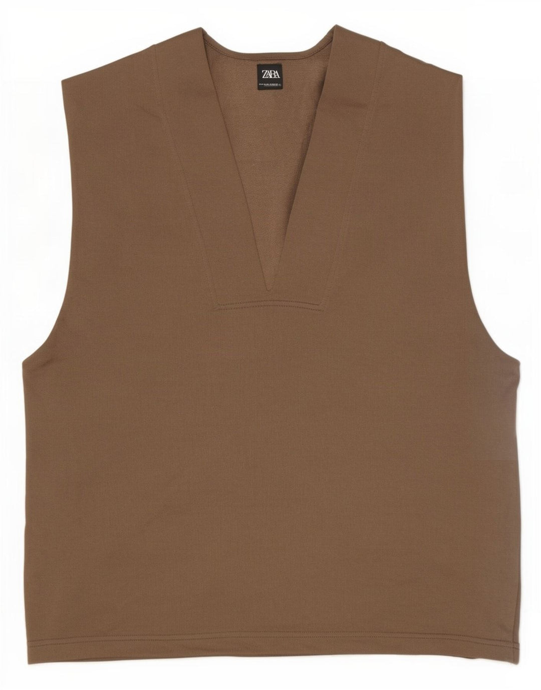 Zara Dame Oversized Vest Top UK 10 Lille Brun Bomuld