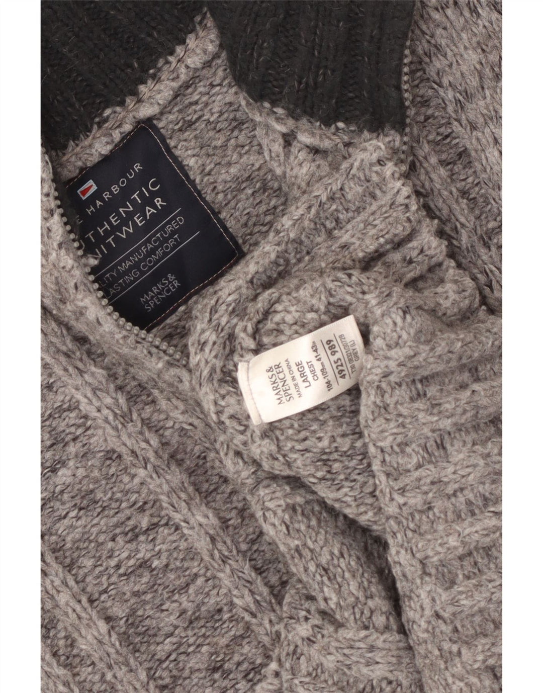 MARKS & SPENCER Sweater med lynlås til mænd UK 41/43 Stor grå