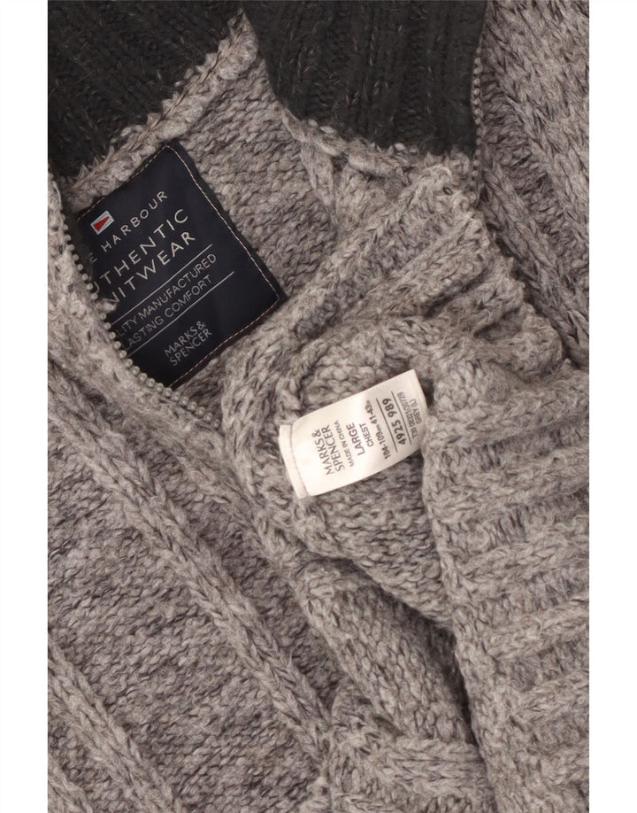 MARKS & SPENCER Sweater med lynlås til mænd UK 41/43 Stor grå