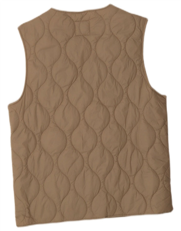 Zara Herre Quiltet Gilet UK 38 Medium Beige Polyester
