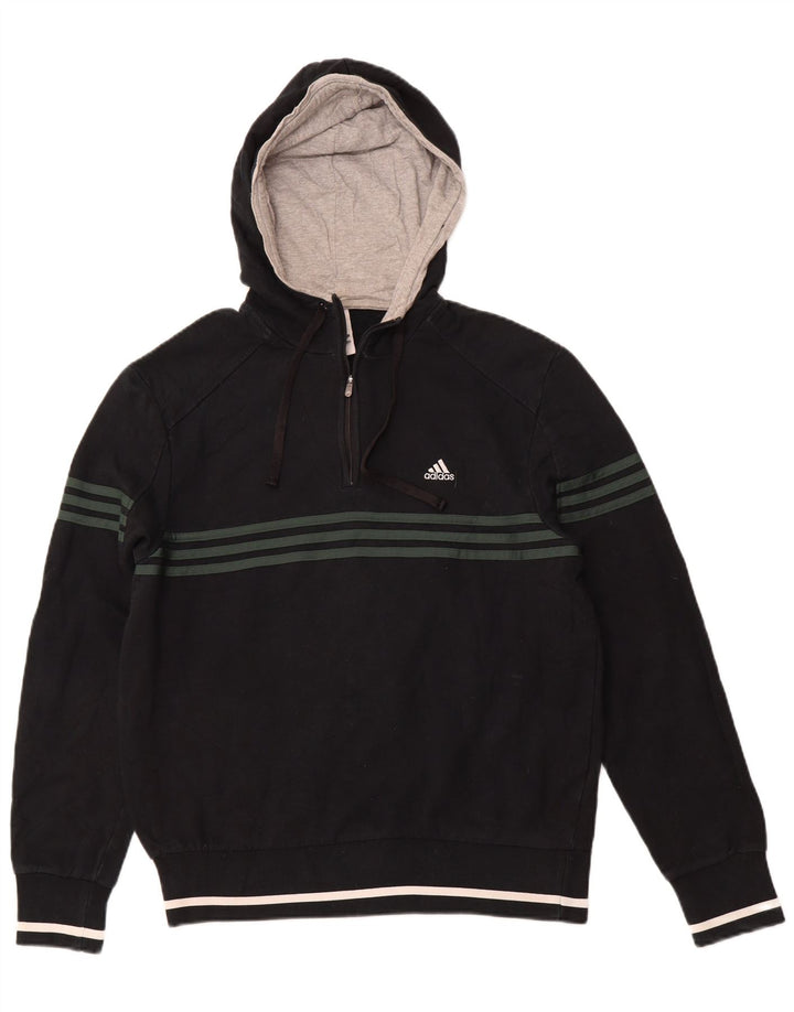 ADIDAS grafisk hættetrøje med lynlås til mænd UK 40/42 Medium Navyblå