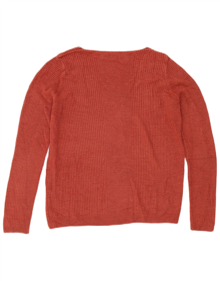 Marks & Spencer Dame V-hals sweater UK 12 Medium Brun Akryl