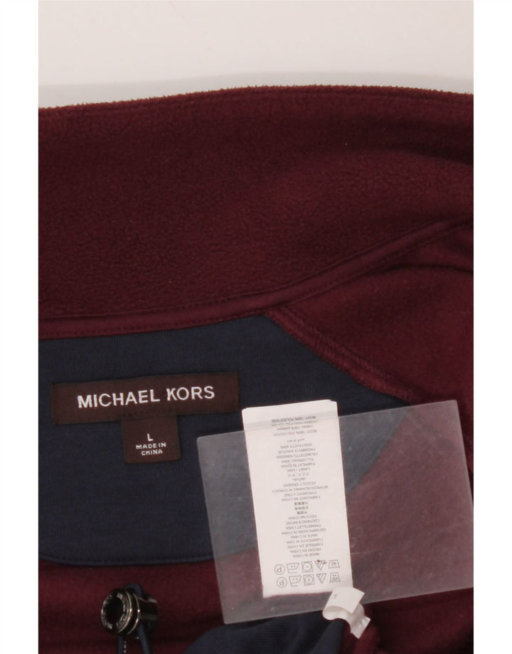 MICHAEL KORS Fleecejakke til mænd UK 40 Large Burgundy Colourblock Polyester