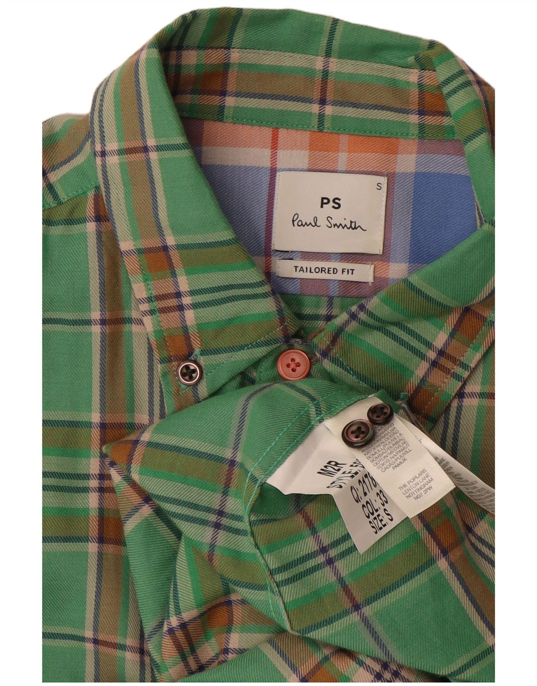 PAUL SMITH Skræddersyet flannelskjorte til mænd, lille grøn ternet bomuld