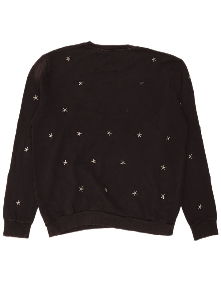 Zara Herre Sweatshirt Jumper XL Sort Geometrisk Bomuld