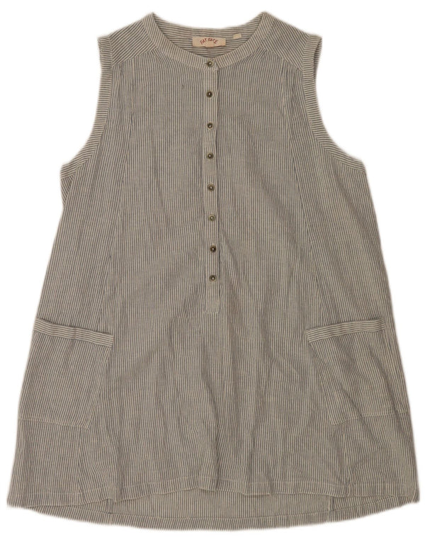 Fat Face Dame Ærmeløs Shift Dress UK 12 Medium Blue Pinstripe Bomuld