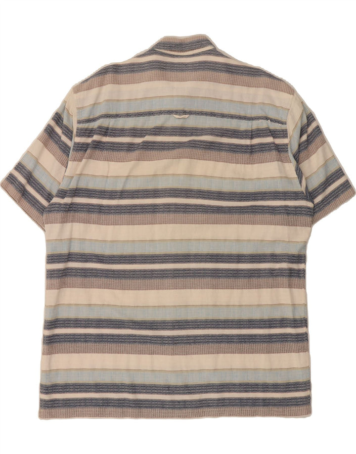 VINTAGE Mens Short Sleeve Shirt XL Multicoloured Striped Vintage Vintage and Second-Hand Vintage from Messina Hembry 