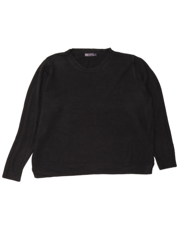Marks & Spencer Dame Regular Fit Jumper Sweater med rund hals UK 22 2XL Sort