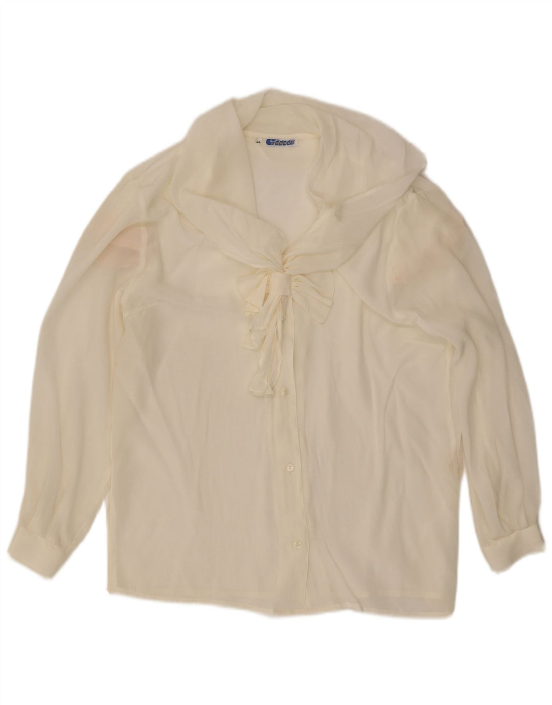 Lebole Dame Front Tie Shirt Bluse IT 44 Medium White Silke