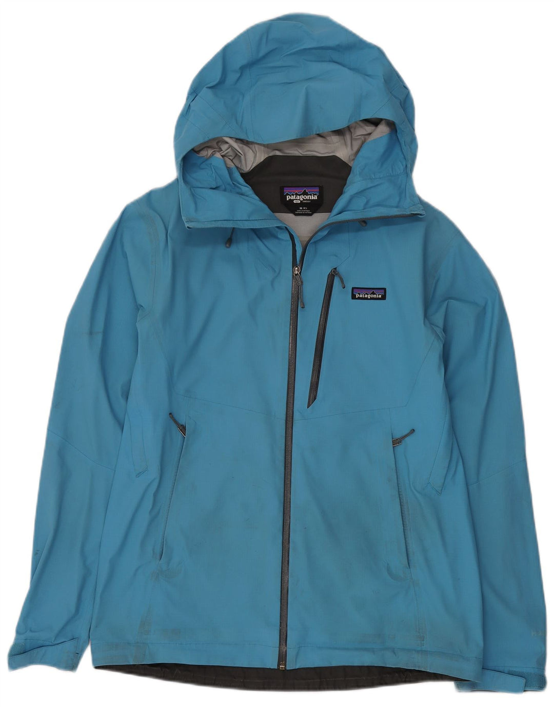 Patagonia Regnjakke med hætte til mænd UK 38 Medium Blue Nylon