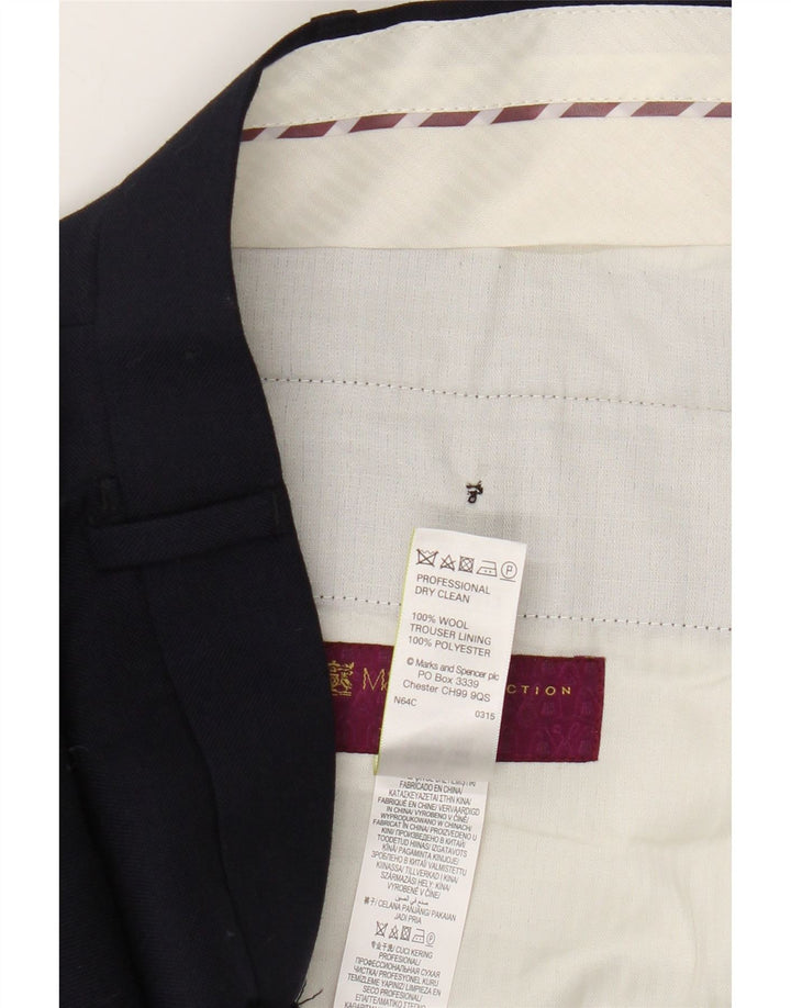 Marks & Spencer Herre Regular Fit Suit Bukser W38 L31 Marineblå Uld