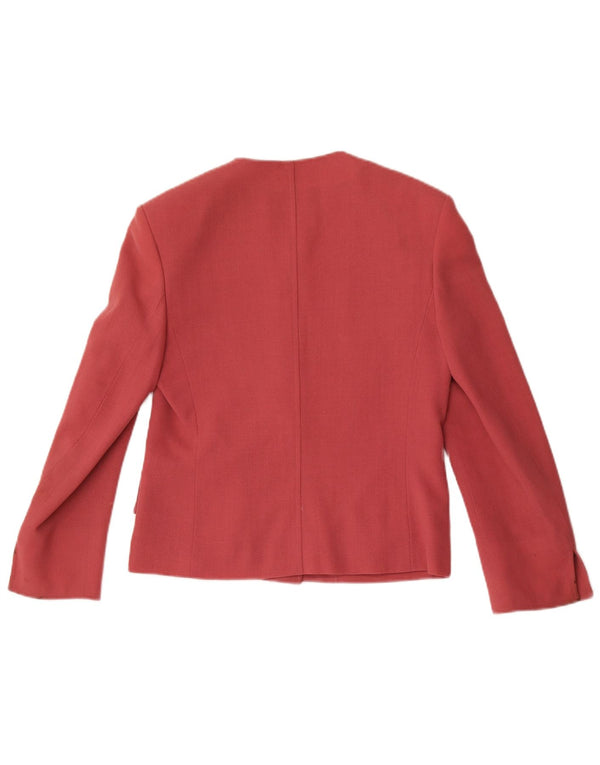 Jaeger Dame 4 Button Blazer Jacket UK 8 Small Pink Wool