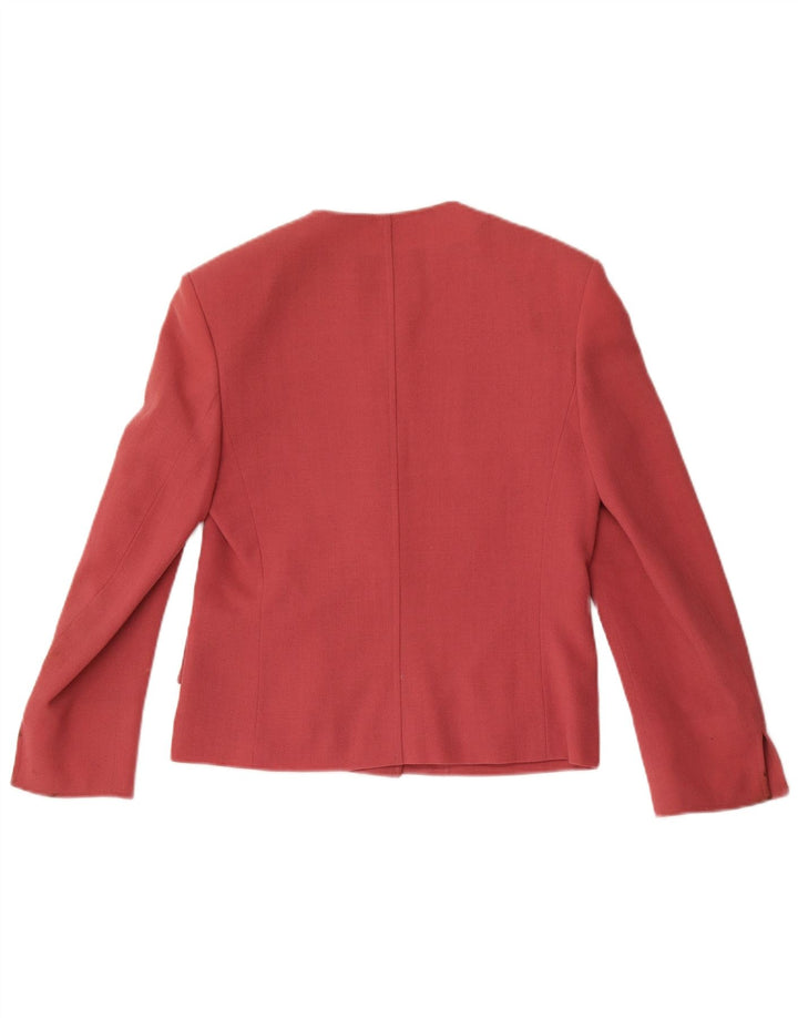 Jaeger Dame 4 Button Blazer Jacket UK 8 Small Pink Wool