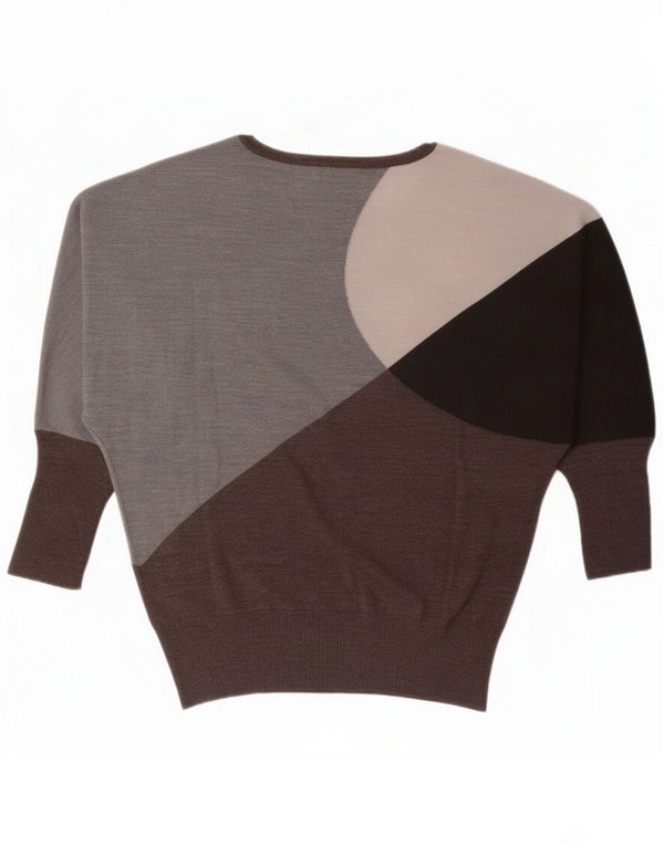 Krizia Womens Boat Neck Jumper Sweater UK 10 Small Grey Colourblock