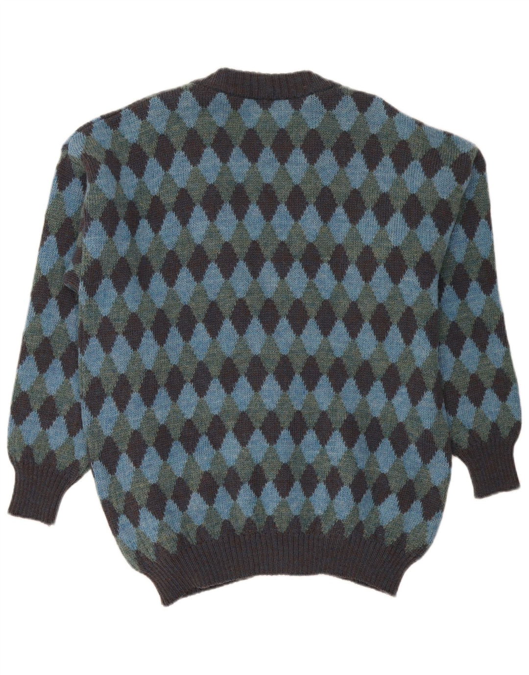 Vintage herre cardigan sweater XL Blue Argyle/Diamond