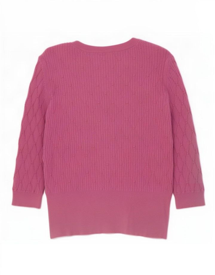 Marks & Spencer Dame Crop V-hals sweater UK 12 Medium Pink