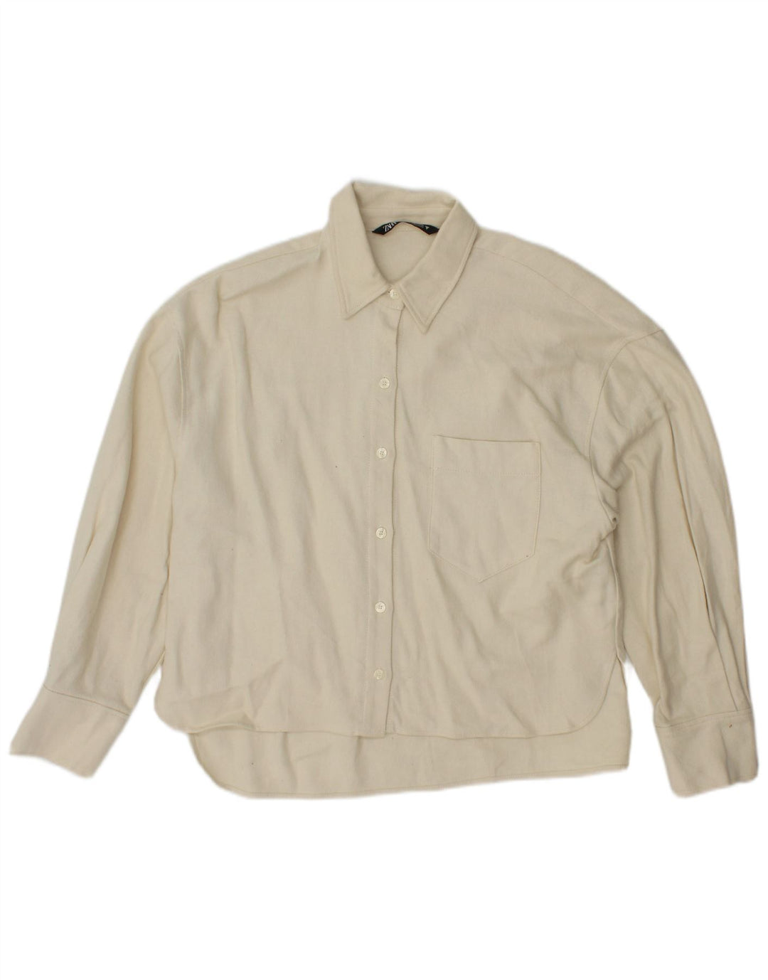 Zara Dame Oversized skjorte UK 6 XS Off White Bomuld