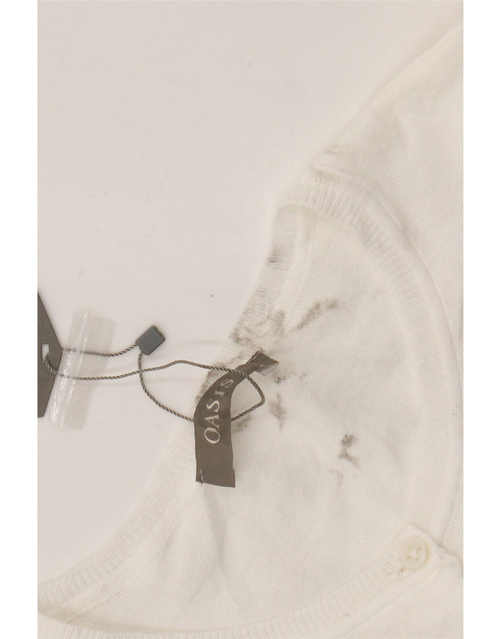 Oasis Womens Crop Bolero Jumper UK 12 Medium White Bomuld