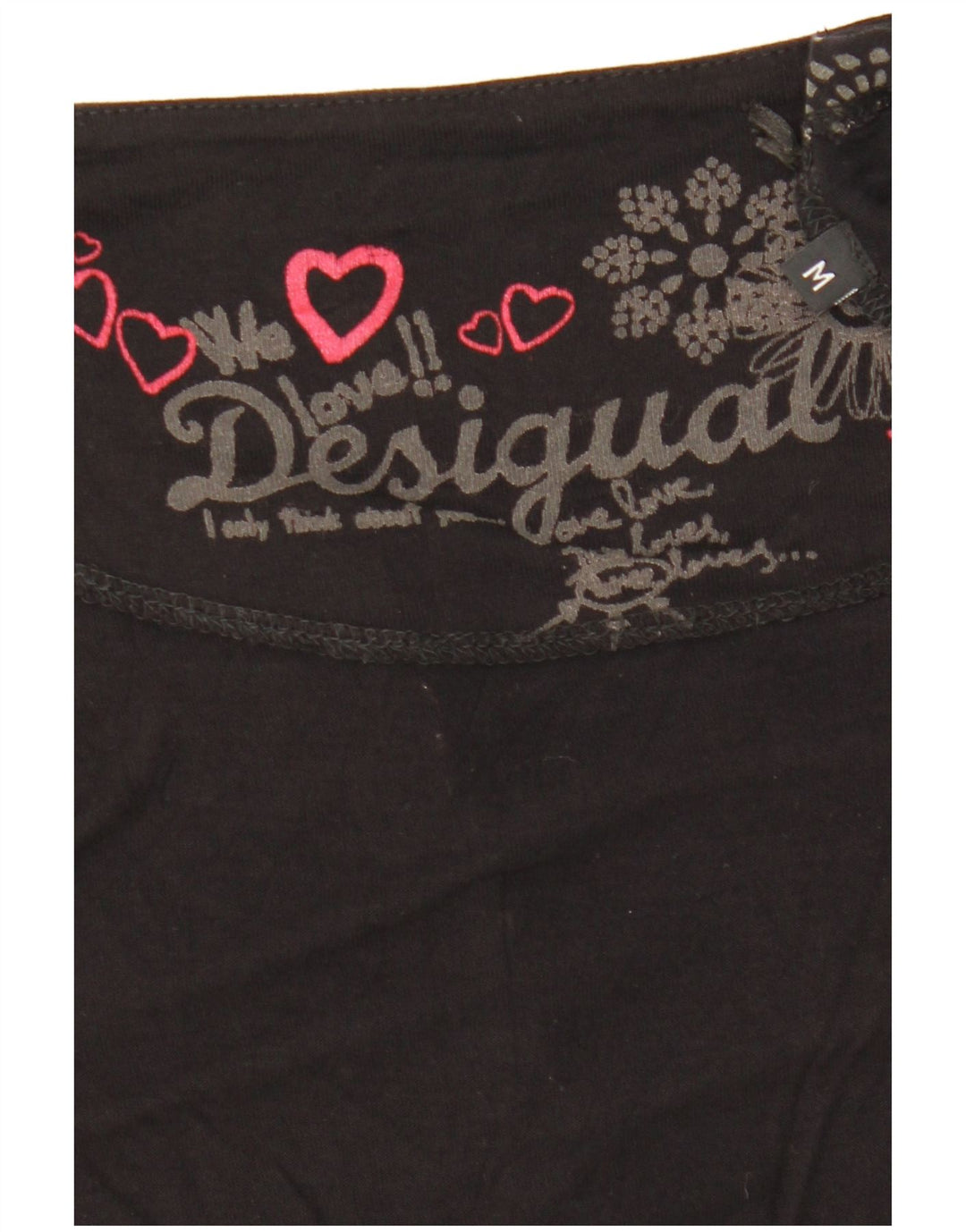 Desigual Dame Oversized grafisk bluse Top UK 14 Medium Sort Geometrisk