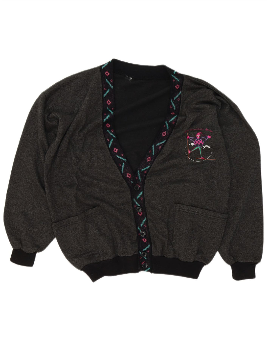 Vintage herre cardigan sweater XL Grå Geometrisk