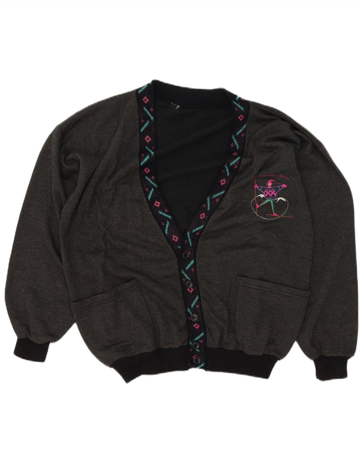 Vintage herre cardigan sweater XL Grå Geometrisk