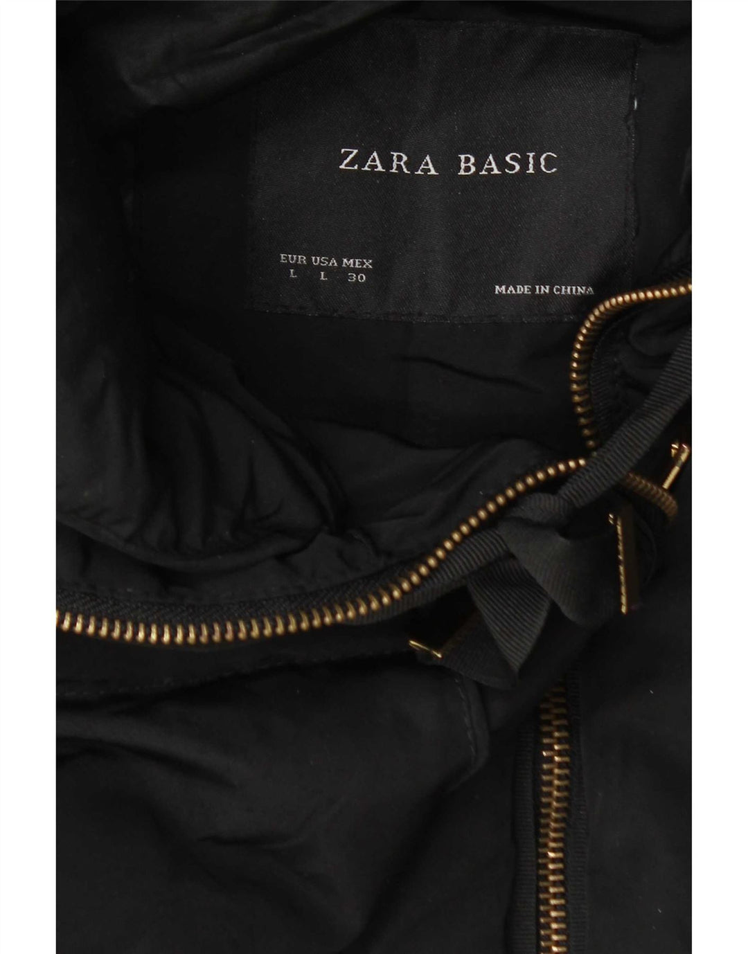 Zara Dame Hætte Polstret Frakke UK 14 Large Black
