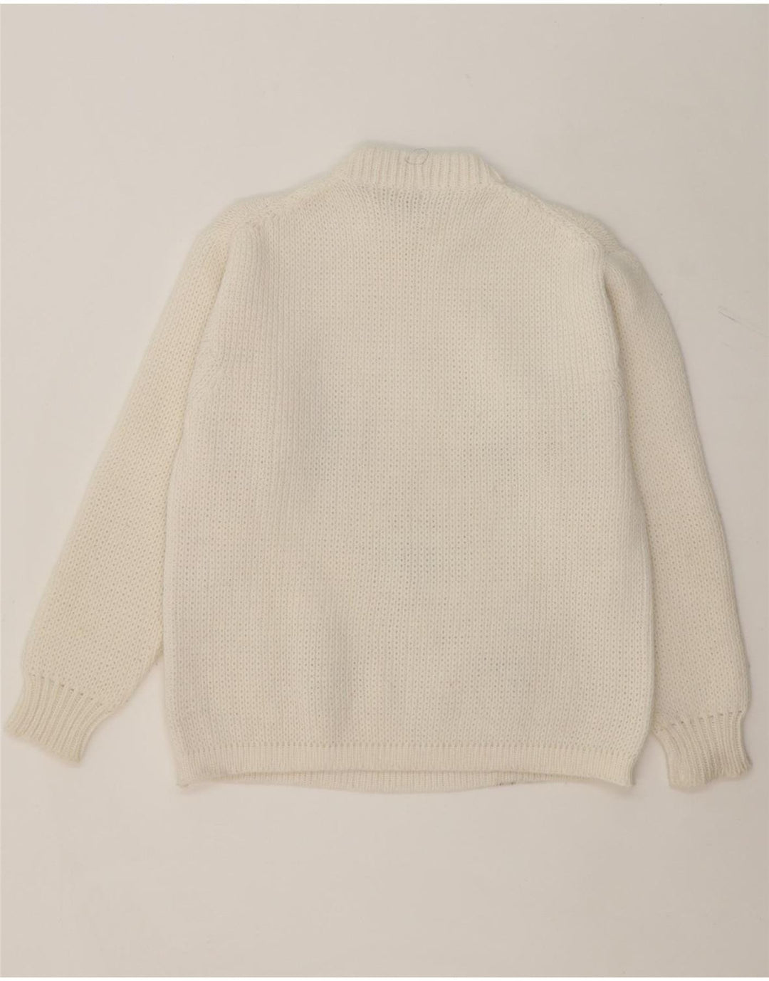 VINTAGE Mens Crew Neck Jumper Sweater IT 48 Medium White Fair Isle Acrylic Vintage Vintage and Second-Hand Vintage from Messina Hembry 