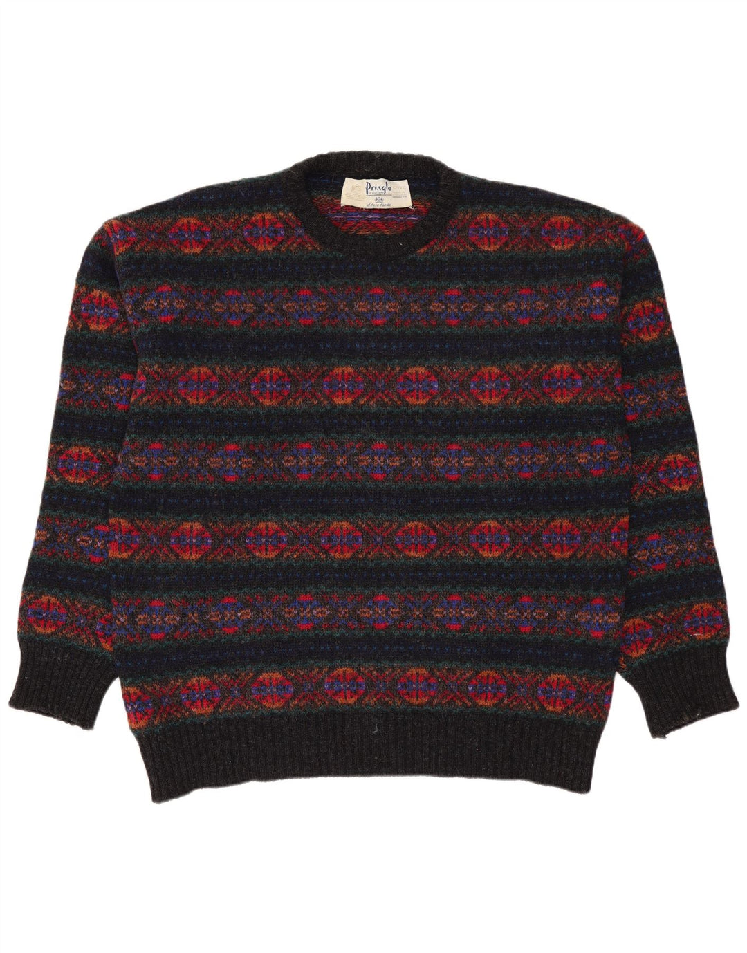 Pringle Herre Crew Neck Jumper Sweater størrelse 42 Large Multicolored Fair Isle