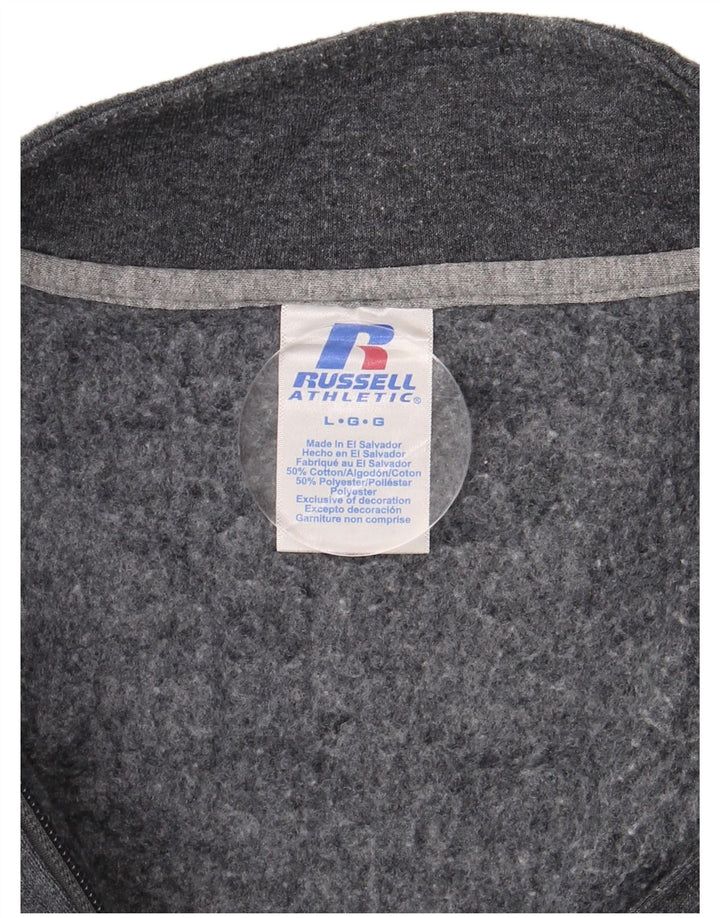 RUSSELL ATHLETIC Herre Zip Neck Sweatshirt Jumper Stor Grå Bomuld