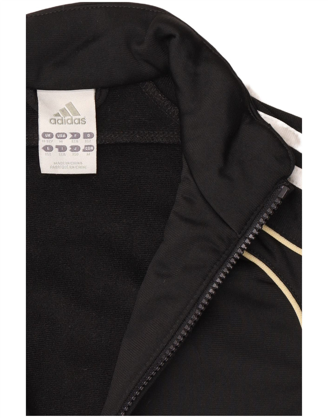 ADIDAS Boys Tracksuit Top Jacket 11-12 Years Black Polyester