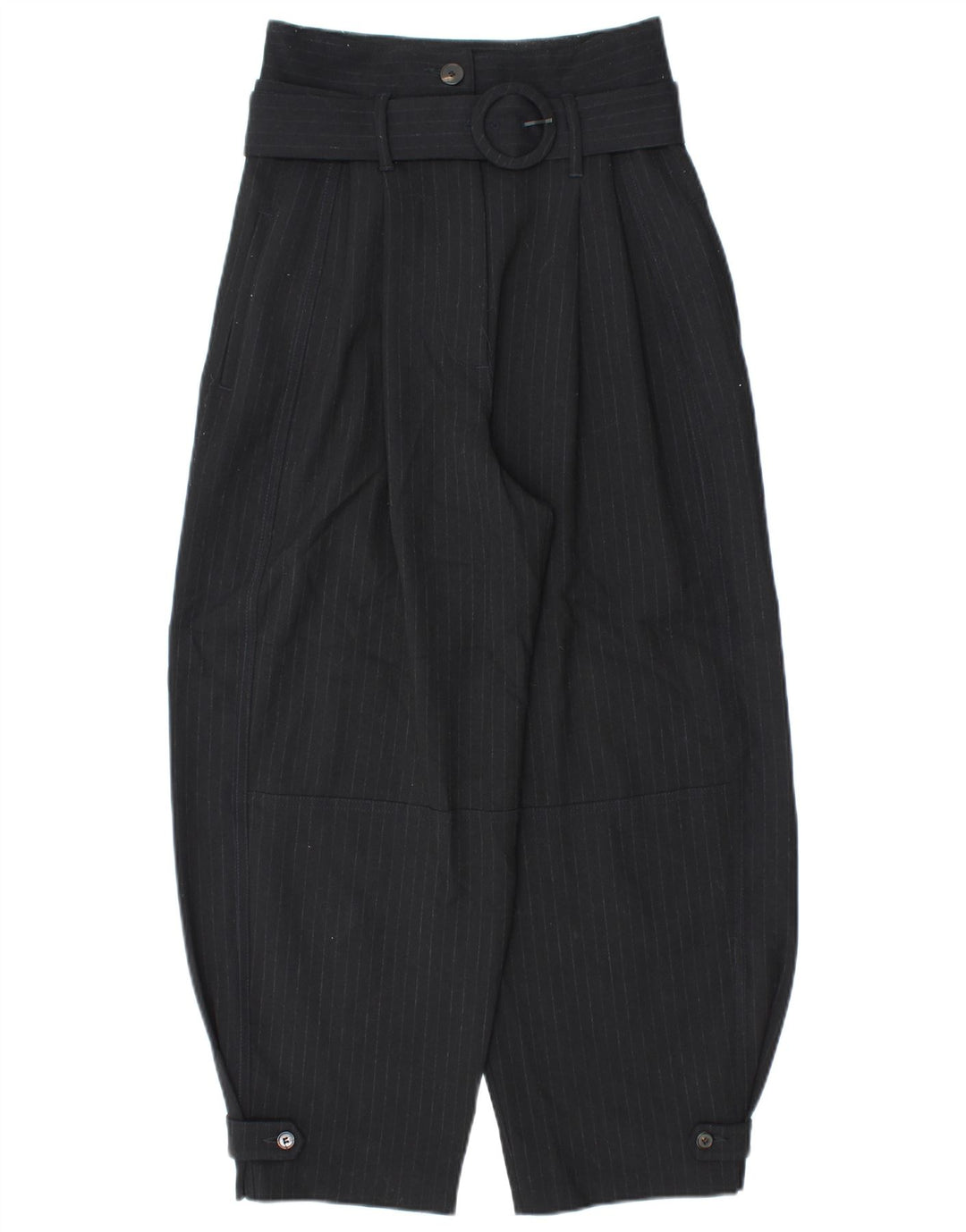 Zara Dame Harem Bukser Small W26 L25 Navy Blue Pinstripe Polyester