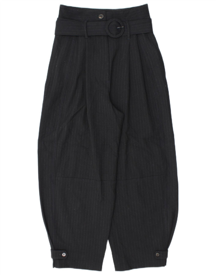 Zara Dame Harem Bukser Small W26 L25 Navy Blue Pinstripe Polyester