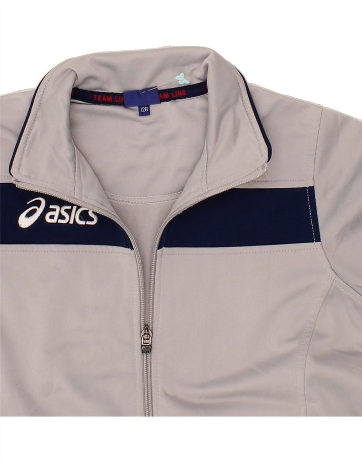 ASICS Boys Graphic Tracksuit Top Jacket 7-8 Years Grey Vintage Asics and Second-Hand Asics from Messina Hembry 