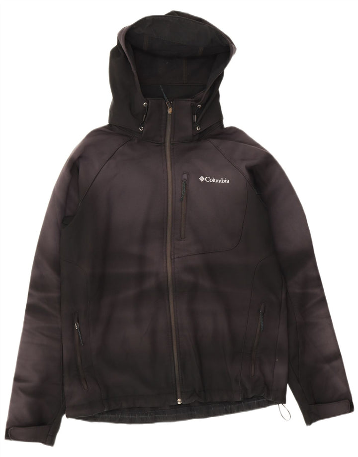 Columbia Herre Hooded Windbreaker Jacket UK 40 Large Black Tie Dye Polyester