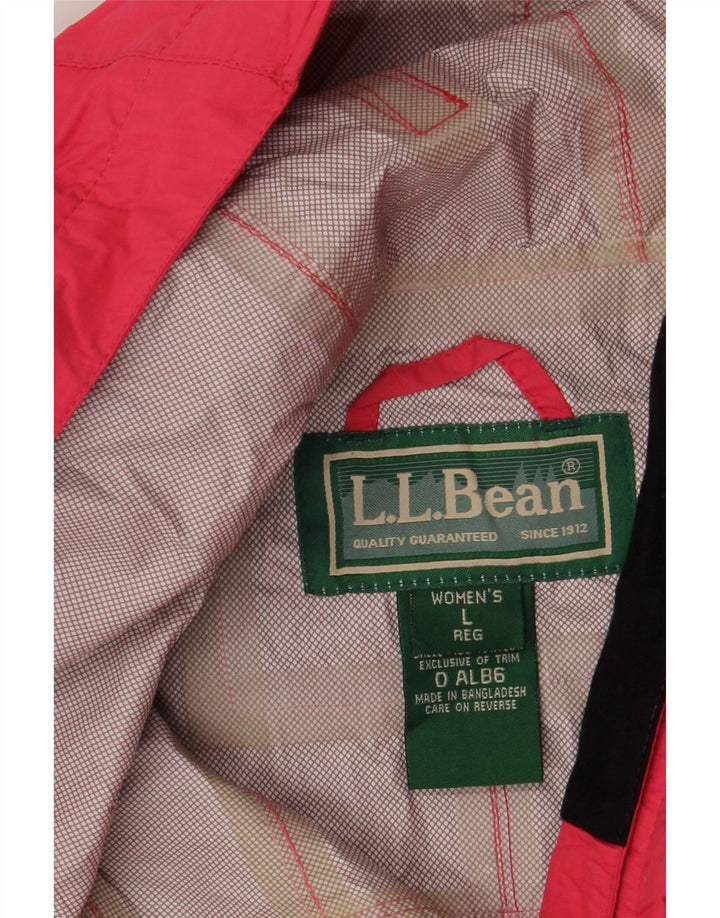 L.L.Bean Regnjakke med hætte til kvinder UK 16 Stor Pink Nylon