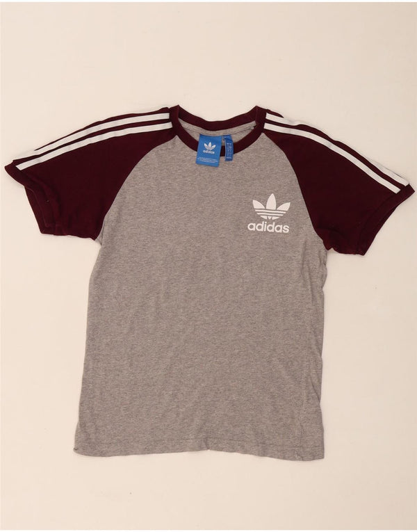 ADIDAS Herre T-Shirt Top Lille Grå Colourblock Bomuld