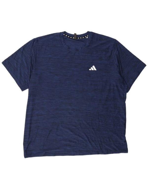 Adidas Herre Aeroready T-Shirt Top 2XL Navy Blue Flecked Polyester