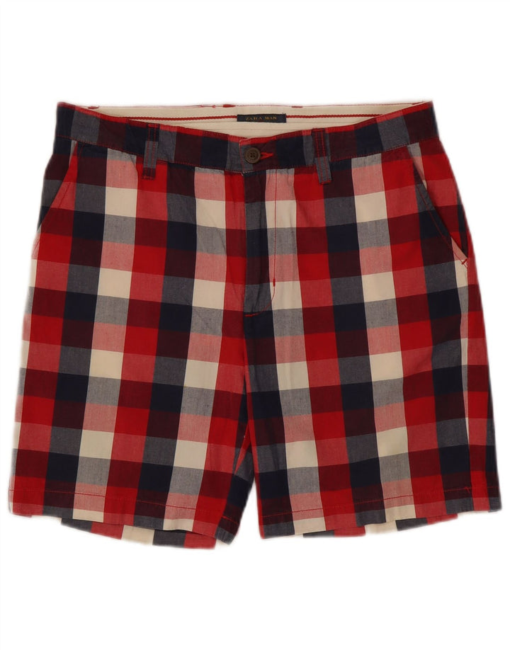 Zara Herre Chino Shorts EU 42 Large W32 Red Gingham