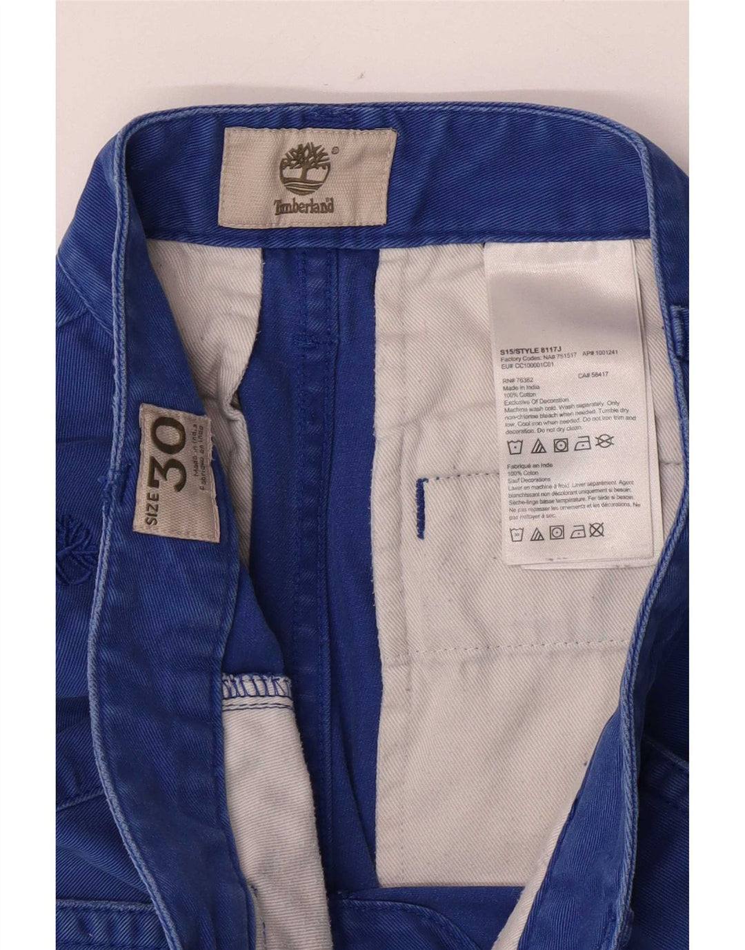 Timberland Herre Chino Shorts Medium W30 Blå Bomuld