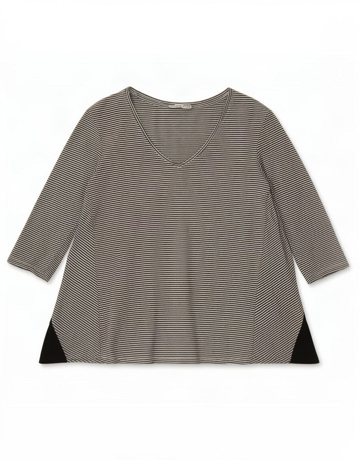 Zara Dame Top 3/4 ærme UK 10 Small Black Pinstripe Polyester